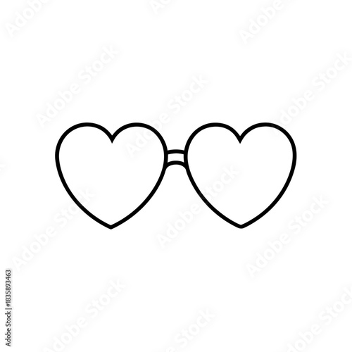 Heart shaped glasses illustration on transparent background silhouette