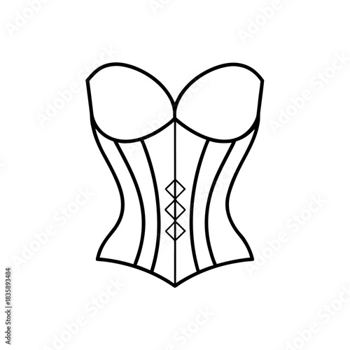 Outline drawing of a corset top on transparent background silhouette