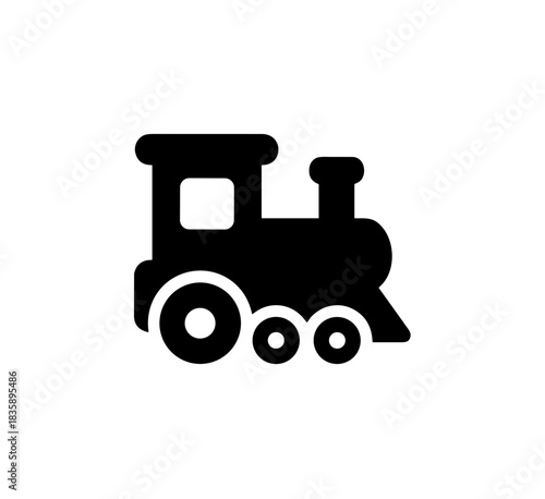 Simple Glyph Style Detail Train Locomotive Steam Engine Transport Icon