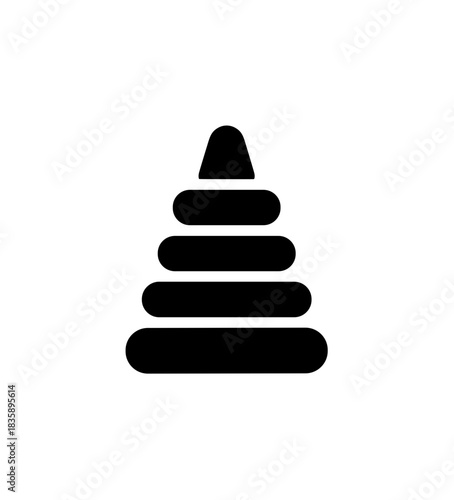 Simple Solid Pyramid Stack Toy Silhouette Black and White Icon