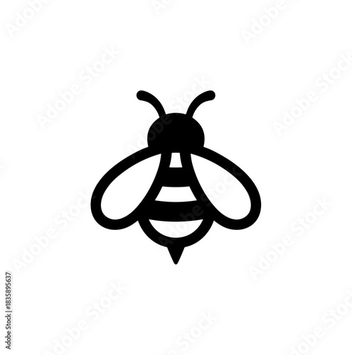 Minimalist Line Art Bee Insect Flying Icon Graphic Illustration