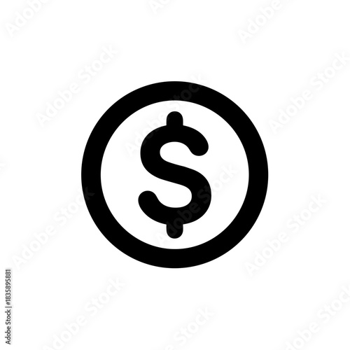 Simple Bold Outline Dollar Symbol Currency Finance and Business Icon
