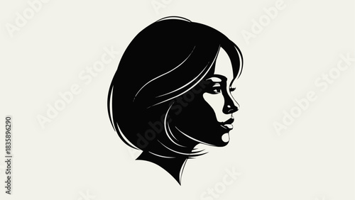 Minimalist black and white silhouette of a womans face.