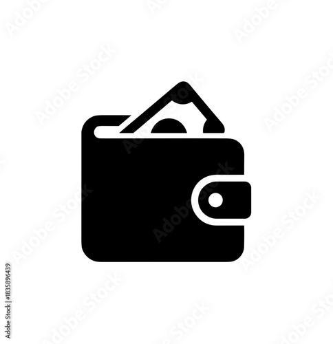 Flat Minimalist Wallet with Money Icon Symbol Finance Illustration