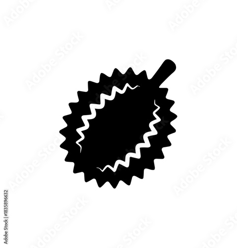 Minimalist Silhouette Durian Icon with Spikes and Stem Fruit Illustration