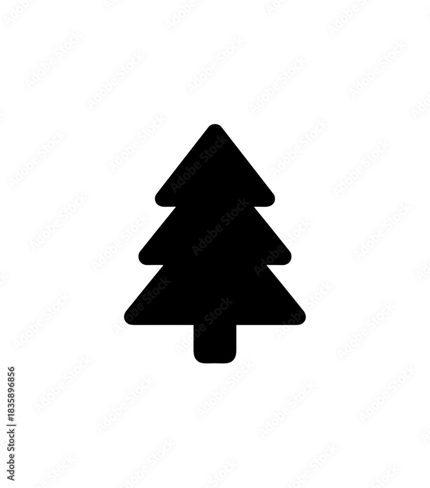 Obraz premium Simple Minimalist Tree Silhouette Shape Icon Isolated on White Background