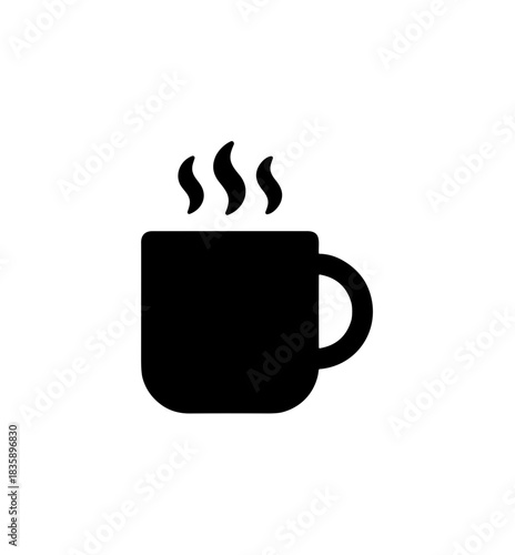 Simple Flat Style Illustration of Steaming Hot Coffee Cup Icon