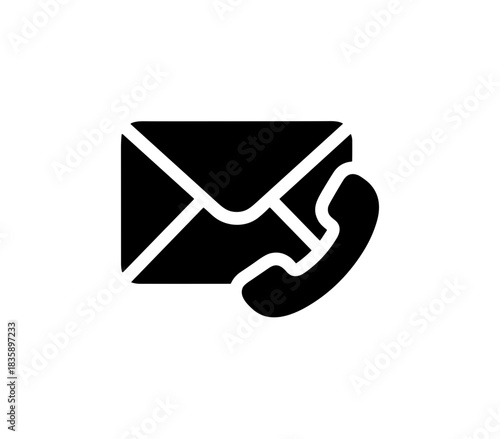 Minimalist Silhouette Email and Telephone Icon for Contact Communication Symbol