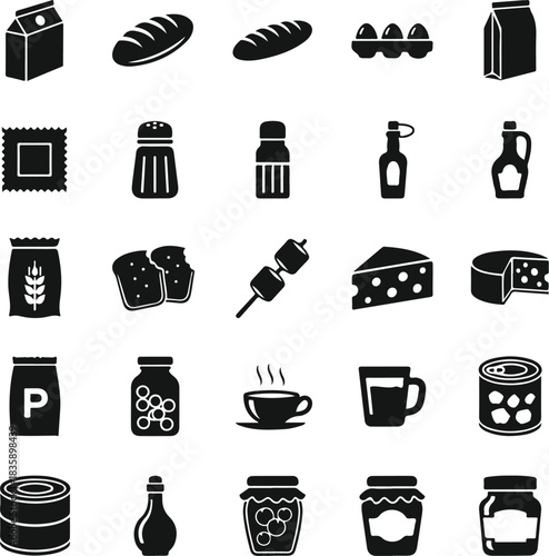Minimal Food And Grocery Glyph Icons Set