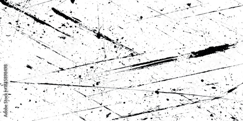 Abstract black and white grunge texture background with distressed ink splatter and scratched overlay effects album covers, and layered digital designs.