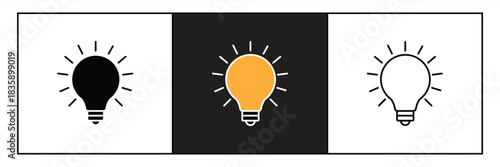 Light bulb icon set. Collection of light bulb icon symbols, great creative logo ideas, vector illustration.