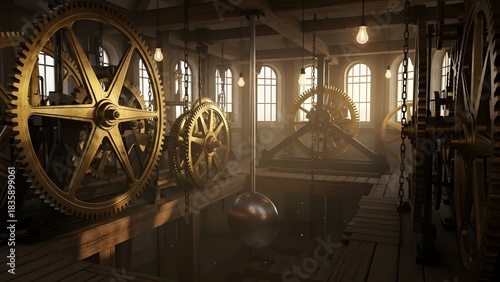 Clock tower mechanism gears time steampunk machine vintage architecture industrial design system movement