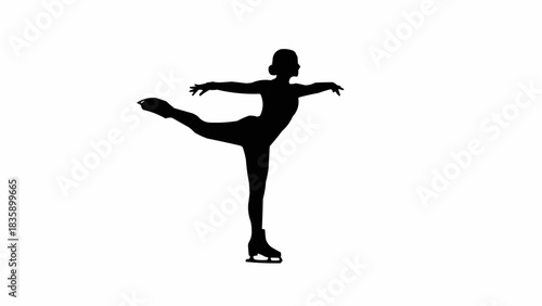 Elegant black silhouette of a female figure skater posing gracefully.