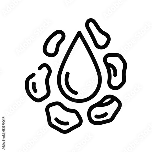 Liquid Drop and Irregular Cells or Microbes Outline Icon