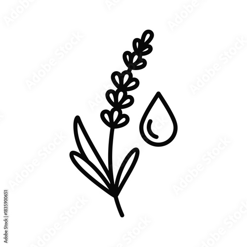 Lavender Essential Oil Drop Line Icon