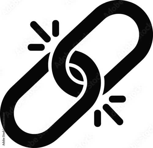 Broken Link Icon Symbol Black Silhouette on White Background chain connection