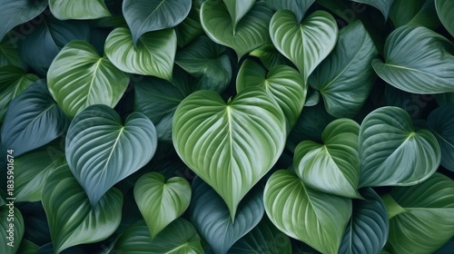Wallpaper Mural Close-up of lush green heart-shaped leaves, a vibrant display of natures beauty and intricate patterns. Torontodigital.ca