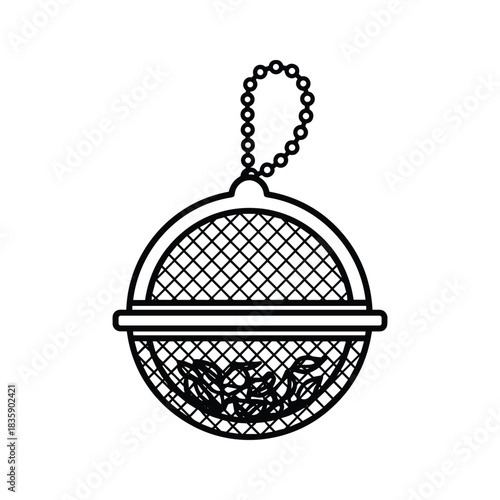 Line Art Tea Infuser with Loose Leaf Tea and Chain
