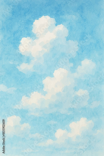 watercolor blue bright cloudy sky background