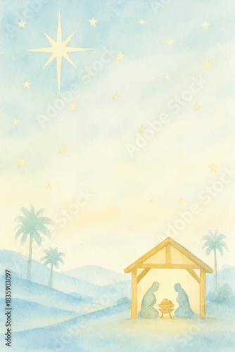 watercolor holy christmas night background