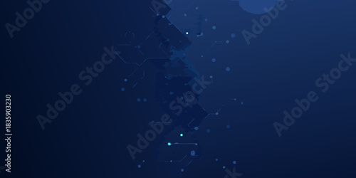 Abstract dark blue technology background with connected dots and lines