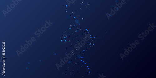 Abstract dna strand on dark blue background for medical research