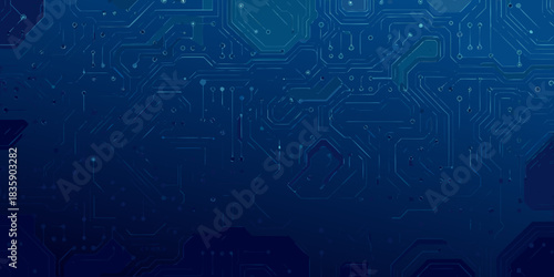 Blue circuit board pattern background for technology and innovation concepts