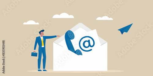 Contact us communication methods email and phone with paper plane