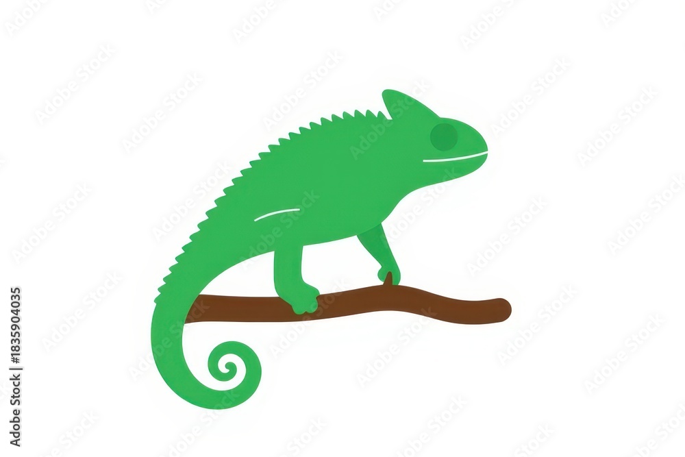 Naklejka premium a simple flat 2D icon of 'adaptability', with a chameleon silhouette (symbolizing change), minimalist design, solid green color, clean sharp lines, no shadows, isolated on a plain white background