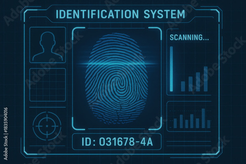 Fingerprint identification system scanning a digital biometric scan