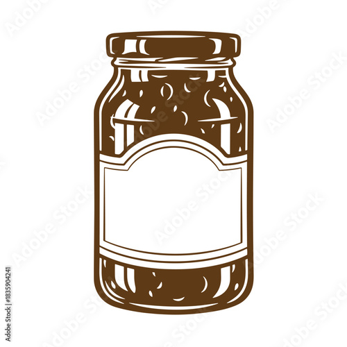 Detailed sketch vintage illustration of a jar with contents and blank label for branding