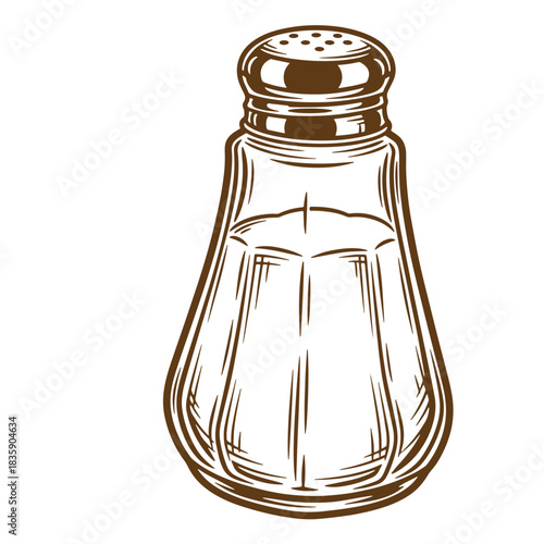 Elegant sketch vintage illustration of a brown salt shaker isolated on white background