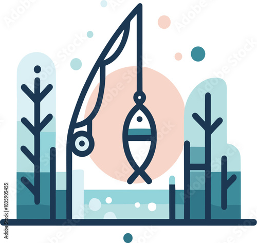 illustration of a fishing rod