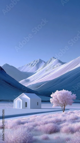 Minimalist House in Snowy Landscape