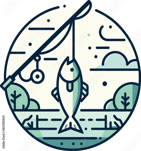 illustration of a fishing rod