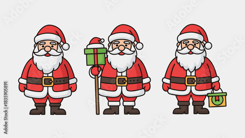 Festive Santa Claus Illustrations Jolly Characters with Gifts and Festive Spirit