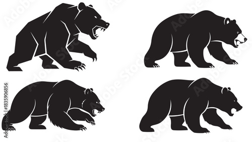 Stylized bear attacking silhouette — bear market icon for downtrend, risk and defensive investment signals