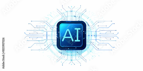 Artificial intelligence concept with circuit board and ai letters