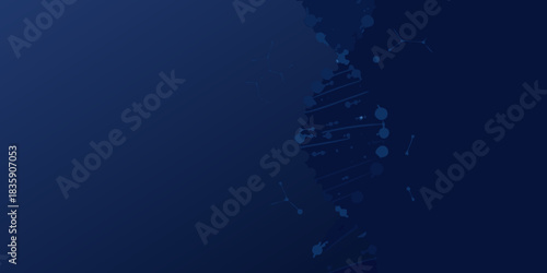 Abstract dna strand on dark blue gradient background
