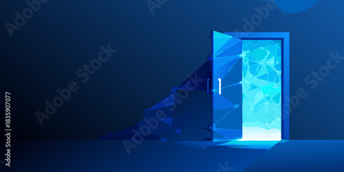 Abstract open doorway leading to light opportunity and new beginnings