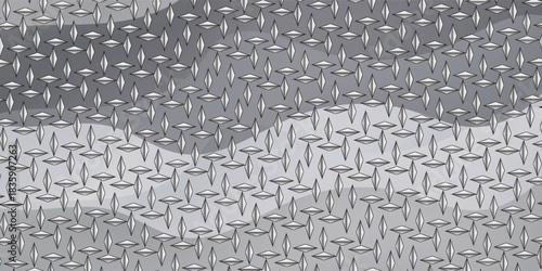 Silver Diamond Plate Abstract Background Industrial Metal Texture Pattern. Futuristic Technology Concept