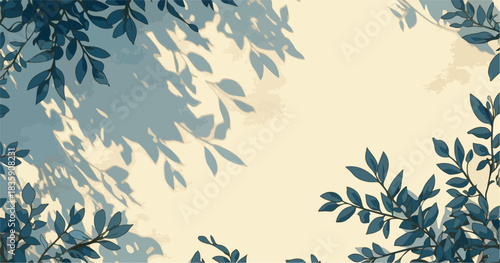 나뭇잎 그림자와 햇살이 비치는 배경, 자연의 아름다움을 담은 벡터 일러스트