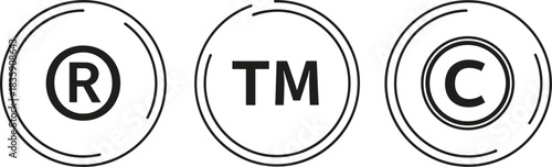 Trademark Registered Copyright Symbols In Circles vector illustration