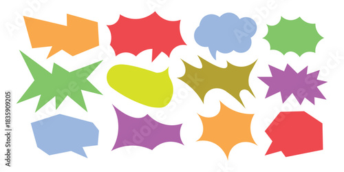 Colorful Speech bubble comic talk balloons with crayon texture. Speak sign, dialog communication frames symbol. vector illustration.
