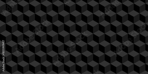 Abstract black cube grid polygon decoration block hexagon geometric texture background. block construction surface cubic wall square creative business texture backgroud.	