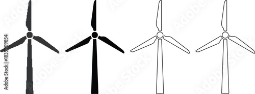 Wind turbine icon in different style simple design wind turbine vector illustration wind turbine concept isolated green energy alternative