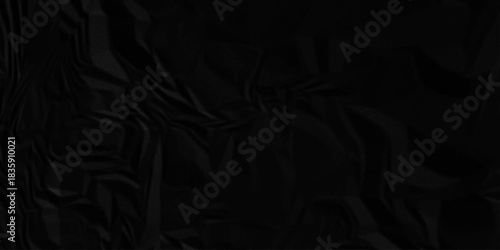 Black paper wrinkled texture for background space. Rough black paper. Paper texture, recycled creased paper background.	