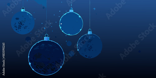 Elegant blue christmas baubles hanging on a festive background