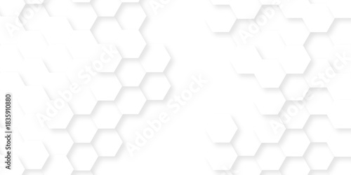 Futuristic abstract emboss white hexagon pattern vector design. Hexagon concept design abstract cube business technology background.	