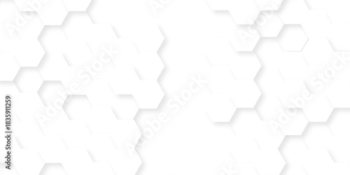 Futuristic abstract emboss white hexagon pattern vector design. Hexagon concept design abstract cube business technology background.	